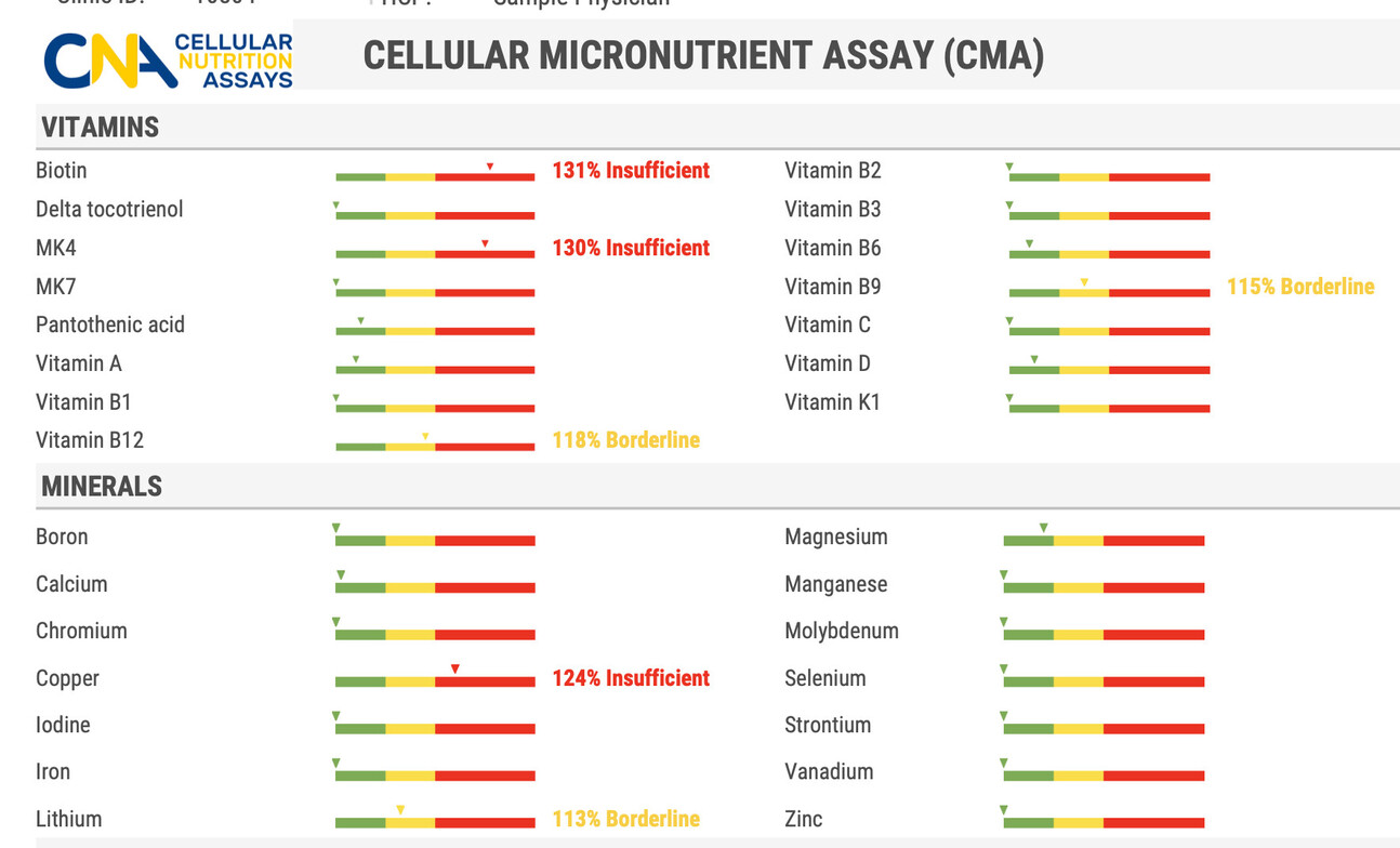 Snippet of Sample report micronutrients